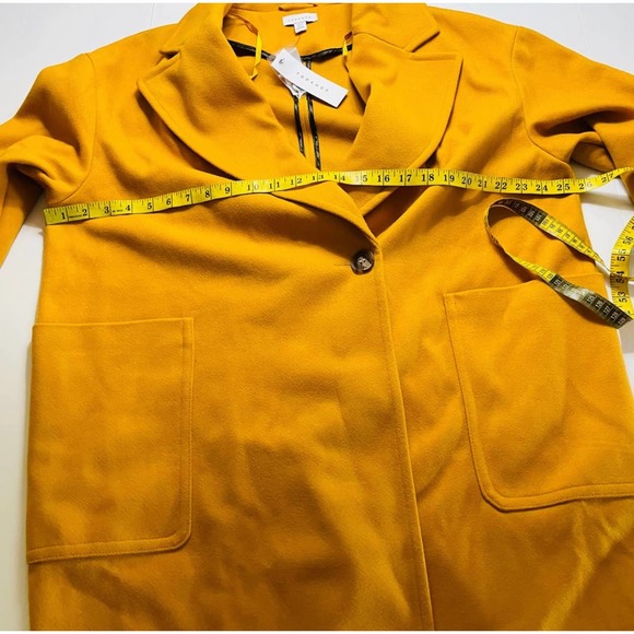 Topshop Carly Mustard Double Breasted Long Jacket Size 12 Brand New - Picture 5 of 9